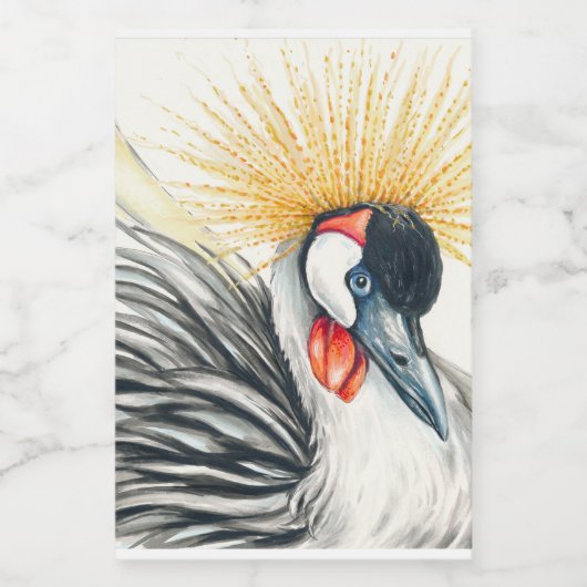 Afrikaanse Crested Crane Ink Art Voedselcontainer Etiket (Enkel label)