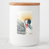 Afrikaanse Crested Crane Ink Art Voedselcontainer Etiket (Voorkant)