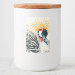 Afrikaanse Crested Crane Ink Art Voedselcontainer Etiket
