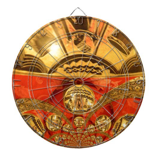 Afrikaanse Culturele Kunst: Rijke Gouden Rood Desi Dartbord (Voorkant)