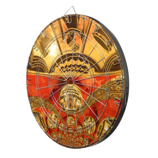 Afrikaanse Culturele Kunst: Rijke Gouden Rood Desi Dartbord (Voorkant Rechts)