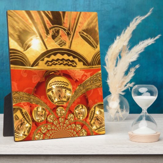 Afrikaanse Culturele Kunst: Rijke Gouden Rood Desi Fotoplaat (Zijkant)