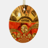 Afrikaanse Culturele Kunst: Rijke Gouden Rood Desi Keramisch Ornament (Rechts)