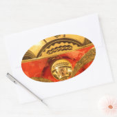 Afrikaanse Culturele Kunst: Rijke Gouden Rood Desi Ovale Sticker (Envelop)