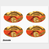 Afrikaanse Culturele Kunst: Rijke Gouden Rood Desi Ovale Sticker (Vel)