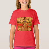 Afrikaanse Culturele Kunst: Rijke Gouden Rood Desi T-shirt (Voorkant)