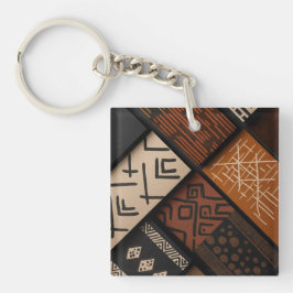 Afrikaanse cultuur ontwerpen op diagonale vormen sleutelhanger