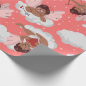 afrikaanse cupido zwarte cherub angel valentijnen cadeaupapier (Hoek)