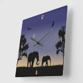 Afrikaanse dageraad - olifanten vierkante klok (Hoek)