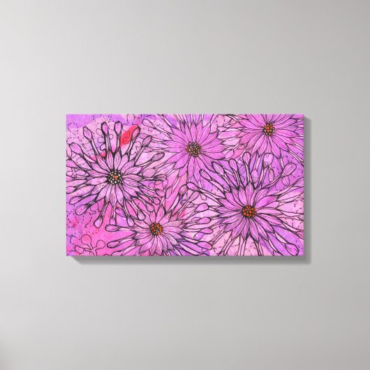 Afrikaanse Daisy Cape Daisies Pink Flowers Floral  Canvas Afdruk (Voorkant)