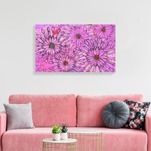Afrikaanse Daisy Cape Daisies Pink Flowers Floral  Canvas Afdruk (Insitu (Woonkamer))