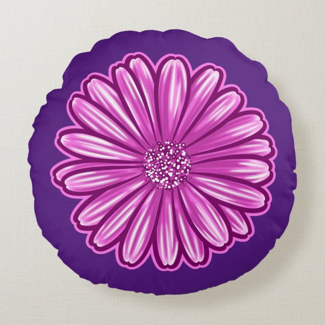 Afrikaanse Daisy Flower, realistische illustratie Rond Kussen (Voorkant)