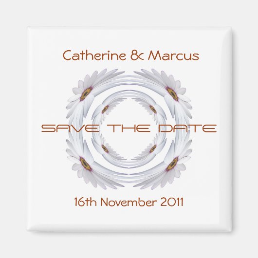Afrikaanse Daisy Ring Save The Date Square Magnet (Voorkant)