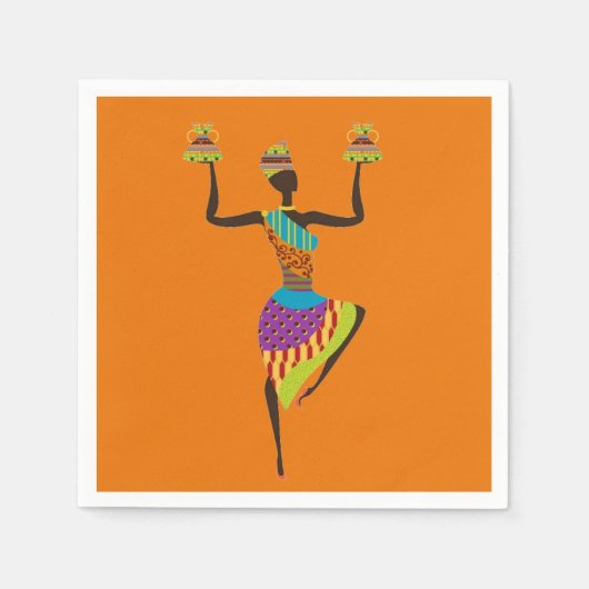 Afrikaanse dame Afrikaanse thema diner partij Servet (Voorkant)