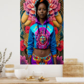 Afrikaanse dame met bloemenpak poster (Keuken)