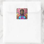 Afrikaanse dame met bloemige trainingspak vierkante sticker (Tas)