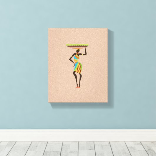 Afrikaanse Dame met een stammenkunst Canvas Afdruk (Insitu (Houten vloer))