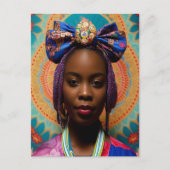 Afrikaanse dame met grote boog en medaillon briefkaart (Voorkant)