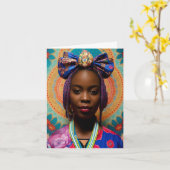 Afrikaanse dame met grote boog en medaillon kaart (Gele Bloem)