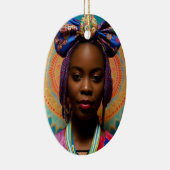 Afrikaanse dame met grote boog en medaillon keramisch ornament (Rechts)