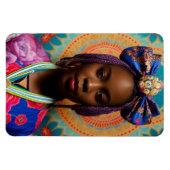 Afrikaanse dame met grote boog en medaillon magneet (Horizontaal)