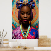 Afrikaanse dame met grote boog en medaillon poster (Keuken)