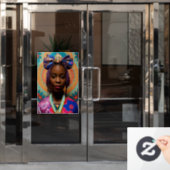 Afrikaanse dame met grote boog en medaillon raamsticker (Kantoordeur)