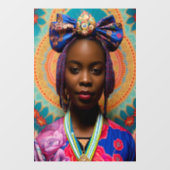 Afrikaanse dame met grote boog en medaillon raamsticker (Vel)