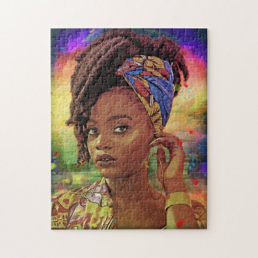Afrikaanse dame met Loc'd Hair Jigzaag Puzzle Legpuzzel (Verticaal)