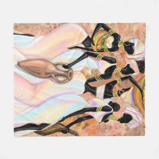 Afrikaanse dames op vlooienbank - Kunststijlschild Fleece Deken (Voorkant (Horizontaal))