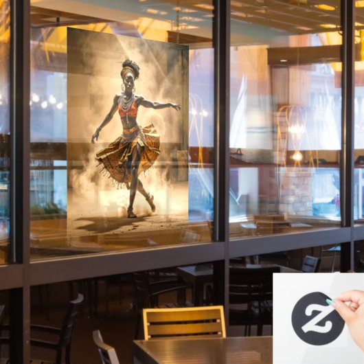 Afrikaanse danser raamsticker (Restaurant Raam)