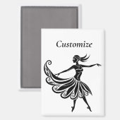Afrikaanse danser Silhouette Art Thunder_Thunder_C Magneet (Voorkant / Achterkant)