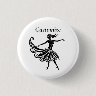 Afrikaanse danser Silhouette Art Thunder_Thunder_C Ronde Button 3,2 Cm