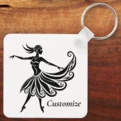 Afrikaanse danser Silhouette Art Thunder_Thunder_C Sleutelhanger (Achterkant)