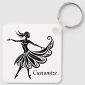 Afrikaanse danser Silhouette Art Thunder_Thunder_C Sleutelhanger (Achterkant)