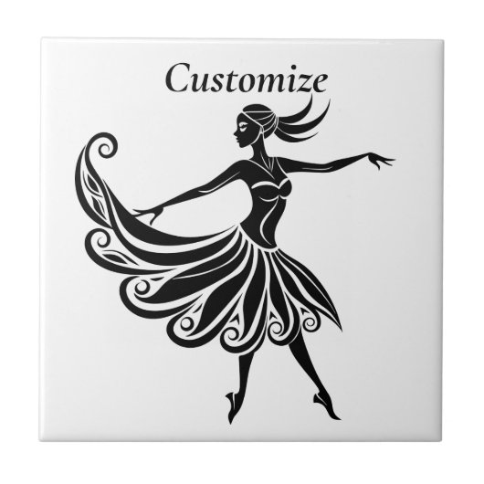 Afrikaanse danser Silhouette Art Thunder_Thunder_C Tegeltje (Voorkant)