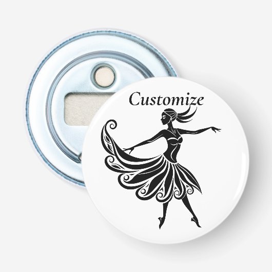 Afrikaanse danser Silhouette Kunst Thunder_Thunder Button Flesopener (Voorkant)