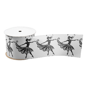 Afrikaanse danser Silhouette Kunst Thunder_Thunder Satijnen Lint
