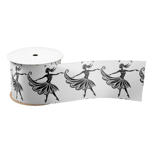 Afrikaanse danser Silhouette Kunst Thunder_Thunder Satijnen Lint (Spoel)