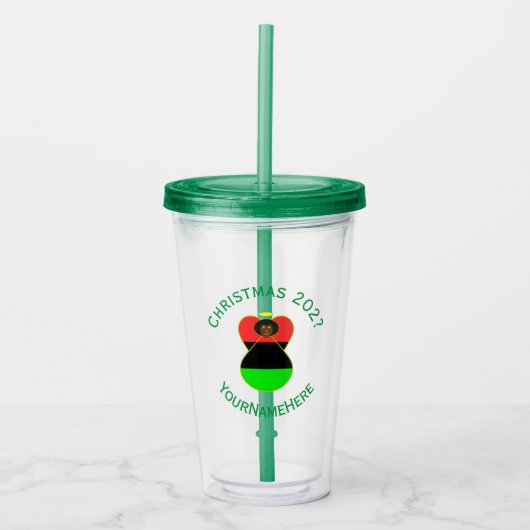 Afrikaanse Diaspora Amerikaanse Kerstengel Acryl Drinkbeker (Voorkant)