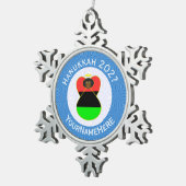 Afrikaanse Diaspora Angel Chanoeka Vlag gepersonal Tin Sneeuwvlok Ornament (Rechts)