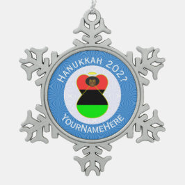 Afrikaanse Diaspora Angel Chanoeka Vlag gepersonal Tin Sneeuwvlok Ornament