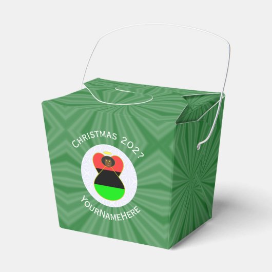 Afrikaanse diaspora engel kerstvlag gepersonalisee bedankdoosjes (Voorkant Zijde)