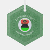 Afrikaanse diaspora engel kerstvlag gepersonalisee glas ornament (Voorkant)