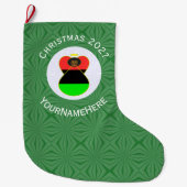Afrikaanse diaspora engel kerstvlag gepersonalisee grote kerstsok (Voorkant)
