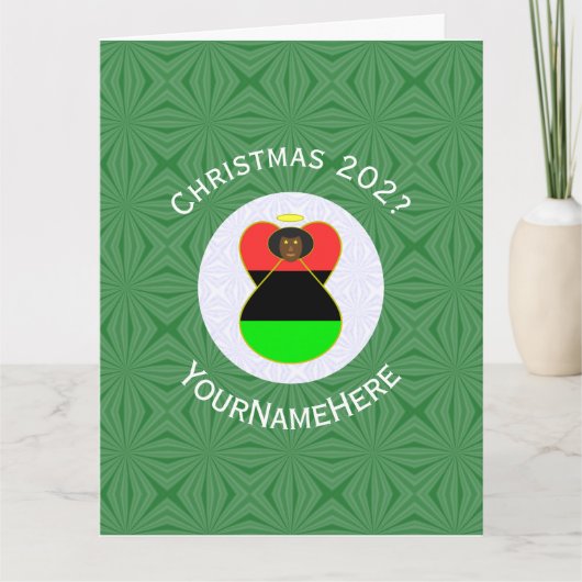 Afrikaanse diaspora engel kerstvlag gepersonalisee kaart (Voorkant)