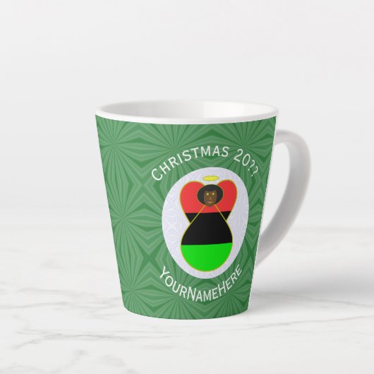 Afrikaanse diaspora engel kerstvlag gepersonalisee latte mok (Rechterhoek)