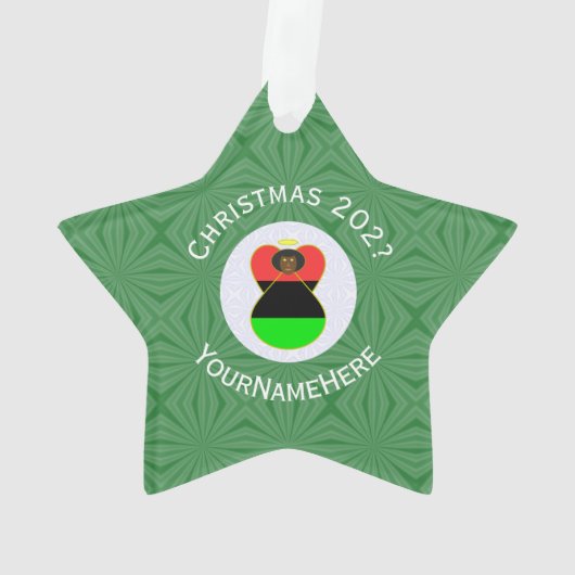 Afrikaanse diaspora engel kerstvlag gepersonalisee ornament (achterkant)