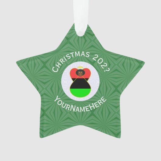 Afrikaanse diaspora engel kerstvlag gepersonalisee ornament (voorkant)