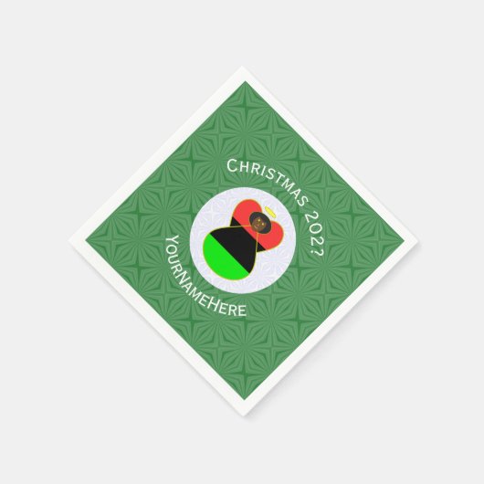 Afrikaanse diaspora engel kerstvlag gepersonalisee servet (Hoek)